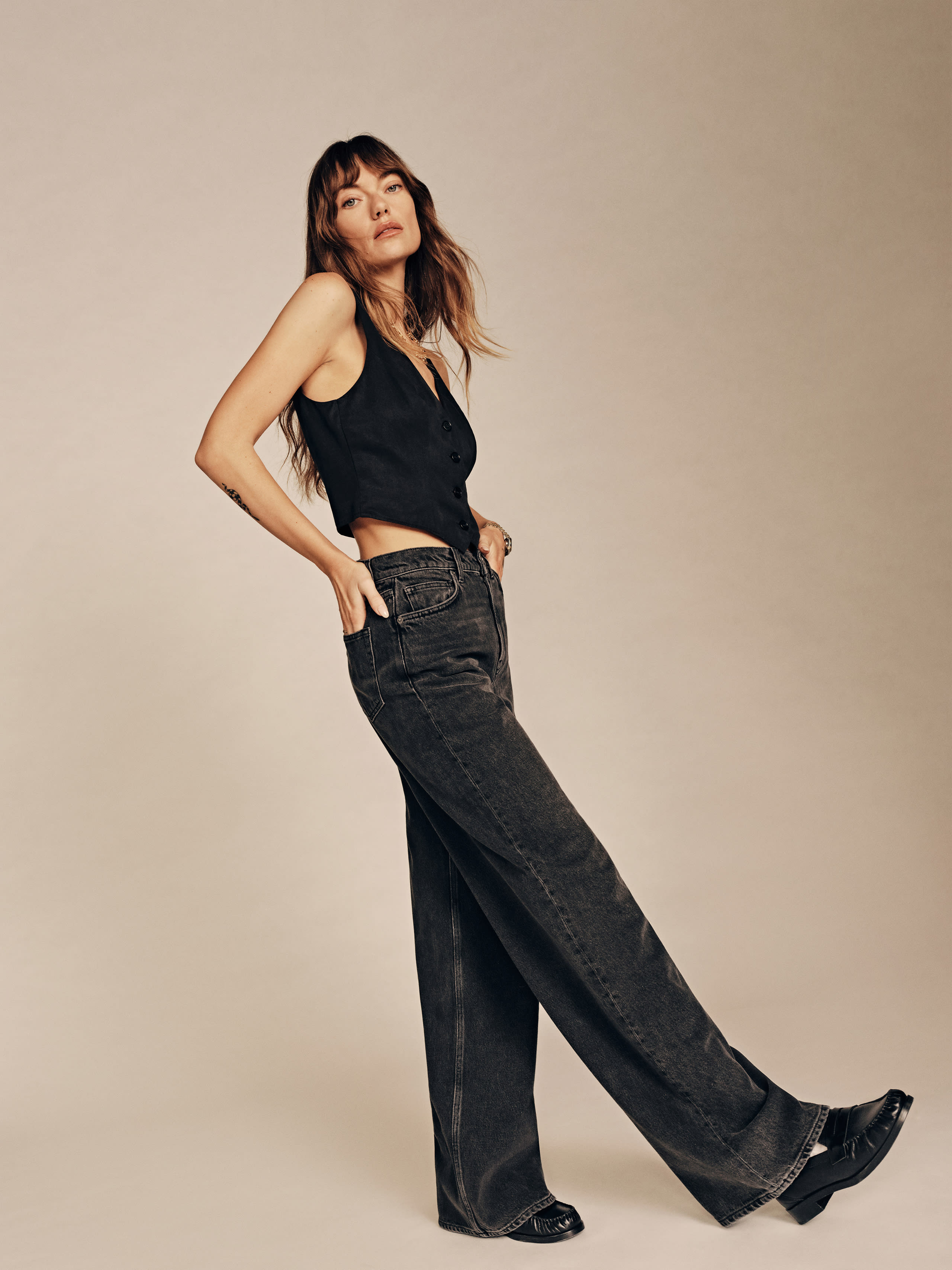 Cary High Rise Slouchy Wide Leg Jeans | Reformation (Global)