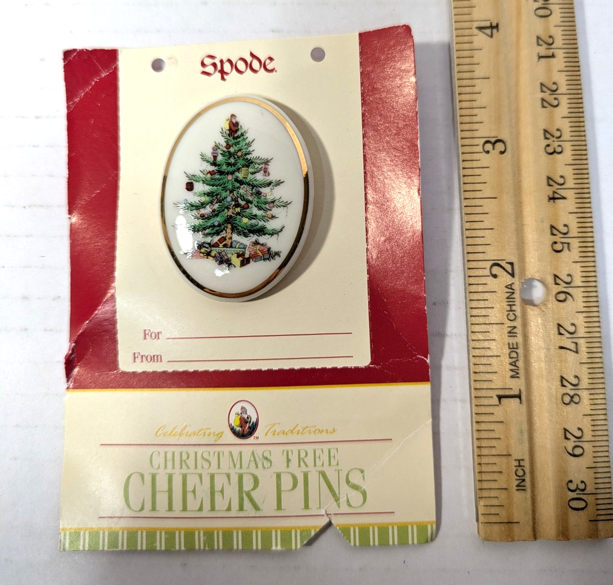 NWT 2004 Spode Christmas Tree Cheer Pin Oval Christmas Design Gold Trim | eBay US