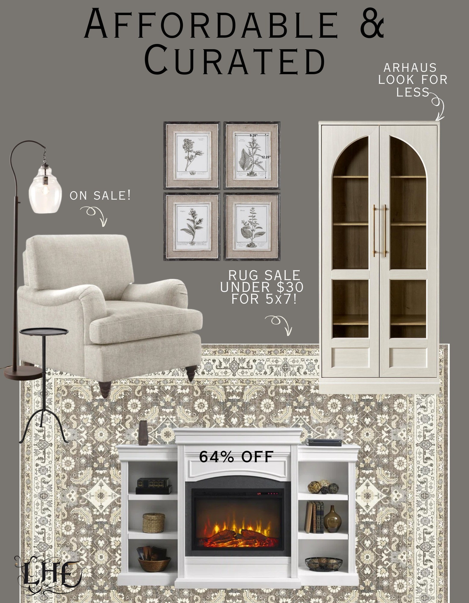 The deals here are 🔥. Shop by clicking the thumbnails below 👇... Wall art, moody wall art, living room, living room furniture, modern farmhouse living room, affordable living room, affordable furniture, accent chair, floor lamp, farmhouse floor lamp, farmhouse living room, farmhouse wall art, cabinet, curio cabinet, arched cabinet, storage cabinet, display cabinet,  designer inspired, vintage rug, rug sale, affordable rug, side table, Pedestal accent table, electric fireplace, mantle with fireplace, neutral living room, neutral furniture, designer inspired 

#LTKHome #LTKSaleAlert #LTKStyleTip