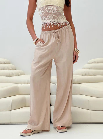 Ogilvie Linen Blend Pants Beige | Princess Polly US