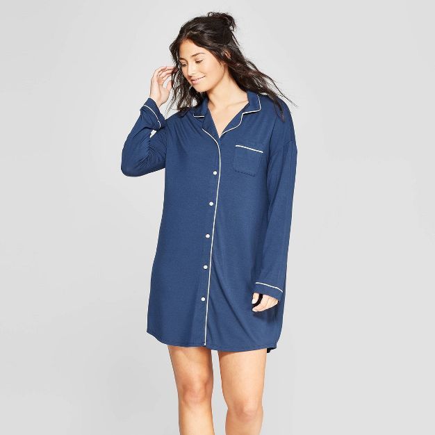 Women&#39;s Beautifully Soft Notch Collar NightGown - Stars Above&#8482; Navy M | Target