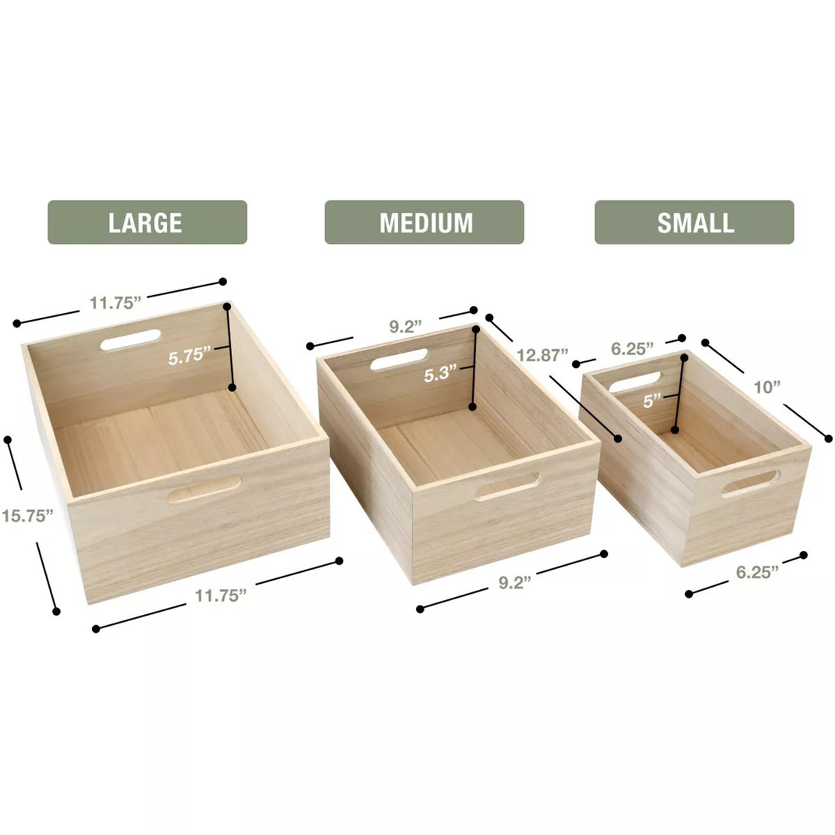 Sorbus Wood Crates - Organizer Bins, Wooden Box for Pantry Organizer Storage, Closet, Cabinet Org... | Target