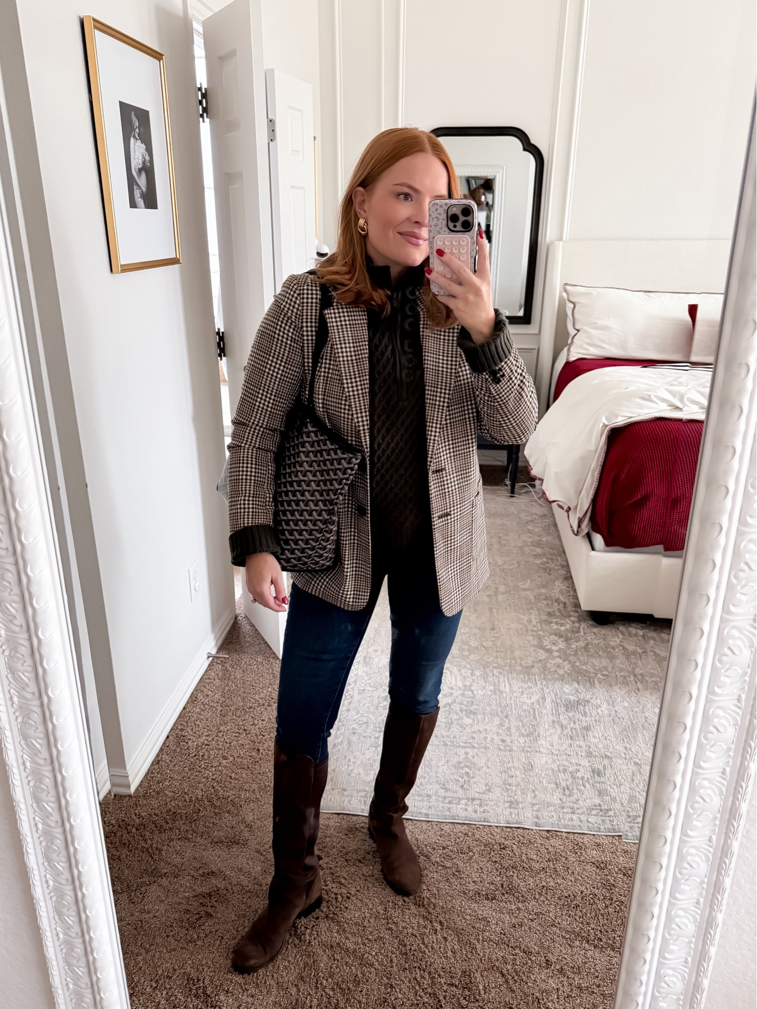 Business casual done right 🤎 This plaid blazer layered over a black top with dark denim and tall boots is my favorite casual work outfit formula. Perfect for office days, coffee meetings, or casual Fridays—comfortable, classic, and easy to recreate.
✨ Shop my plaid blazer, tall boots, and everyday work bag here.

plaid blazer outfit, casual workwear, business casual women, working mom outfit ideas, tall boots outfit

#LTKWorkwear #LTKmomlife #LTKootd