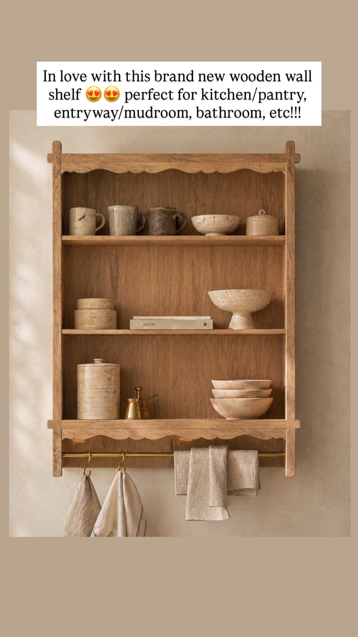 In love with this brand new wooden wall shelf 😍😍 perfect for kitchen/pantry, entryway/mudroom, bathroom, etc!!! 

#LTKHome #LTKSaleAlert #LTKKids