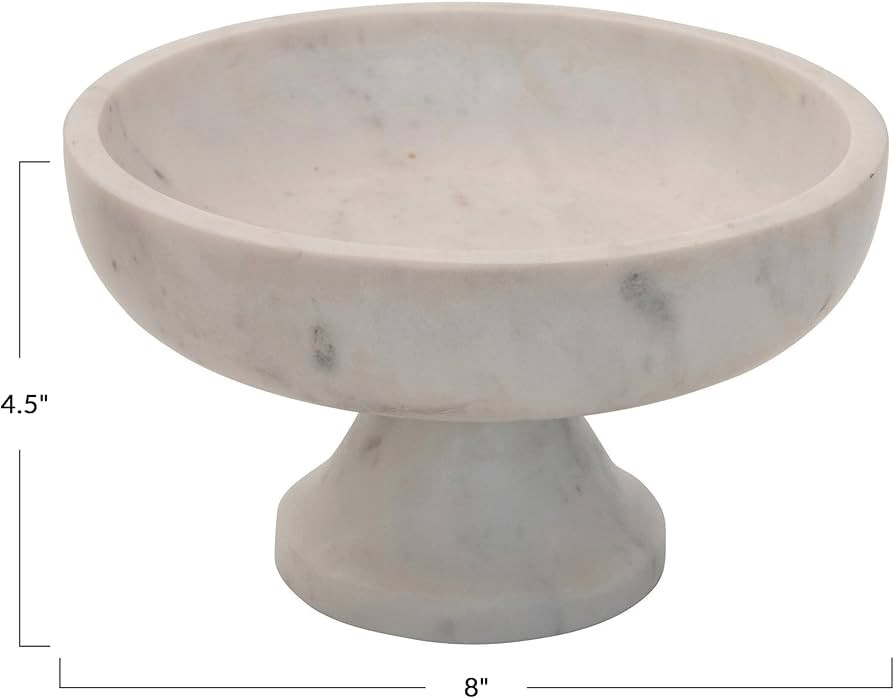 Bloomingville Marble Footed Pedestal Bowl, White | Amazon (US)