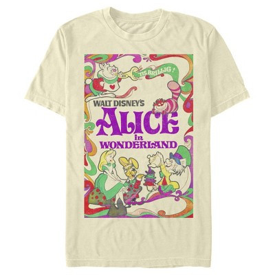 Men's Alice in Wonderland Groovy Poster  T-Shirt - Beige - Medium | Target