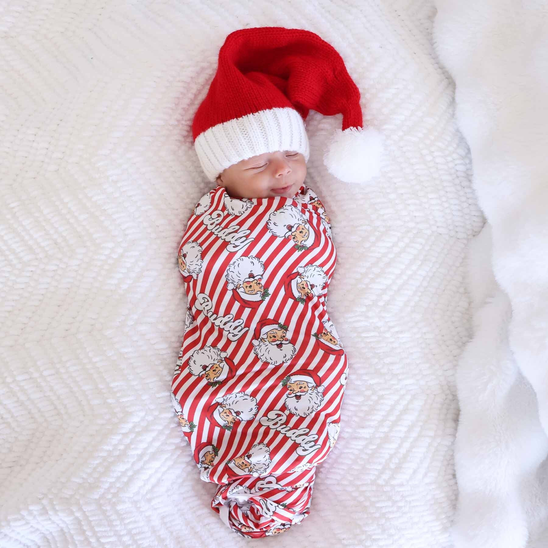 Santa Claus Lane Personalized Swaddle Blanket | Caden Lane