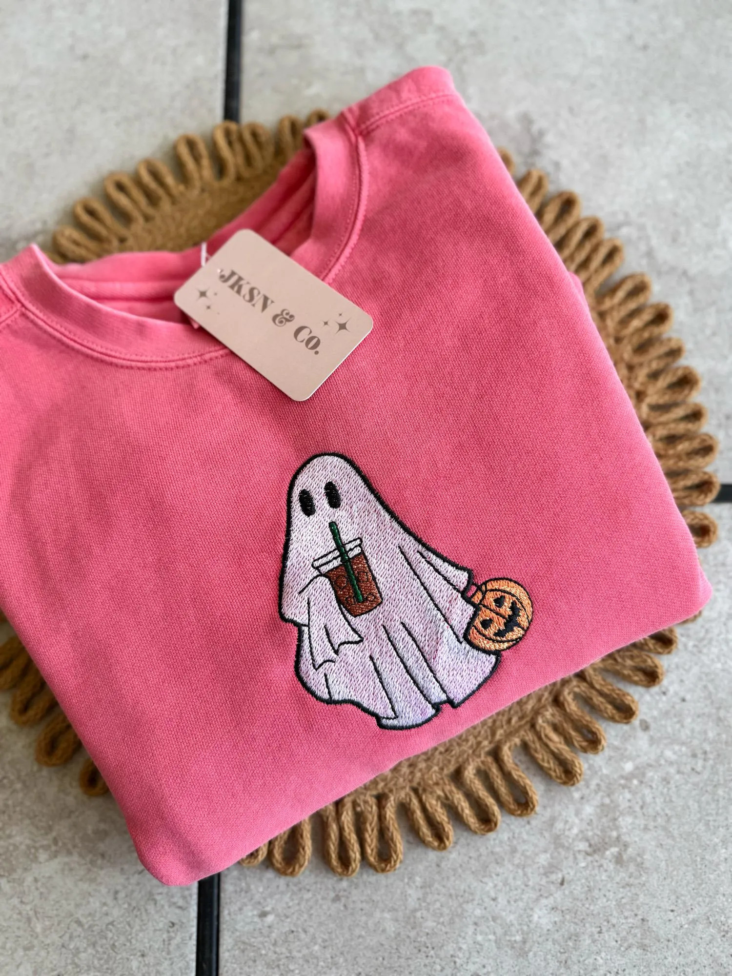 Embroidered Iced Coffee Ghost Sweatshirt – Comfort Colors Crewneck, Cozy Fall Aesthetic, Halloween Ghost Coffee Lover Gift, Coffee Ghost | Etsy (Global)