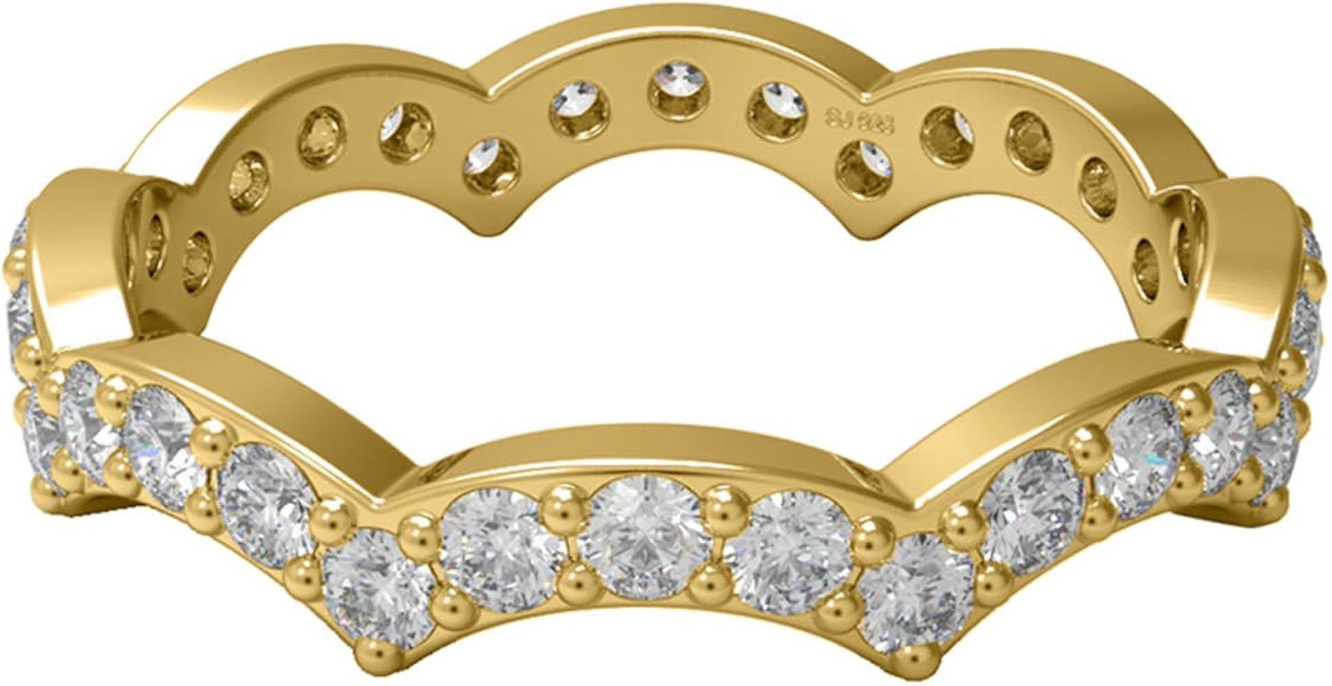 MOONEYE 0.96 Ctw Round Shape Moissanite Diamond 925 Sterling Silver Full Eternity Stackable Minim... | Amazon (US)