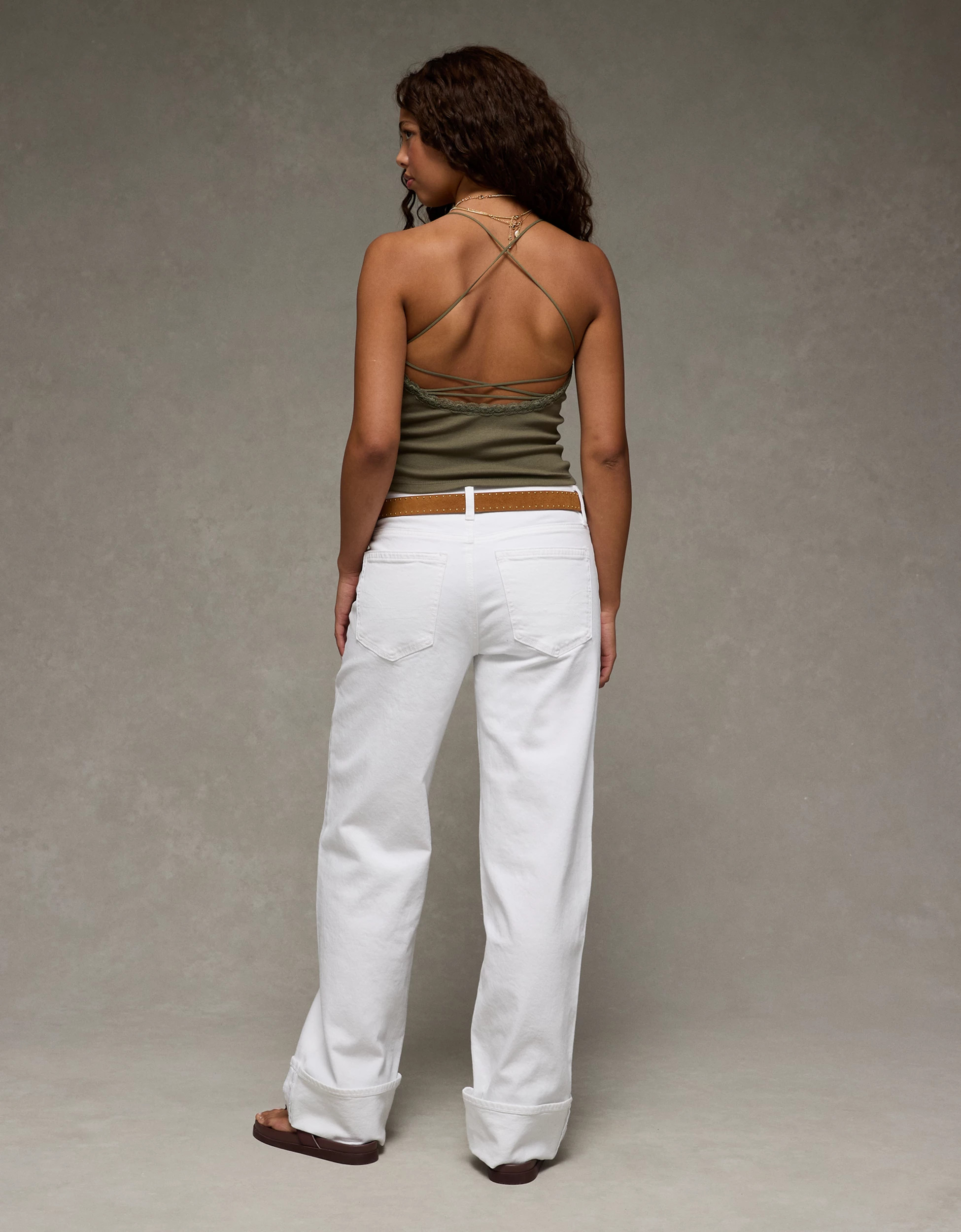 AE Strappy Go Lucky Cropped Lace Tank Top | American Eagle Outfitters (US & CA)