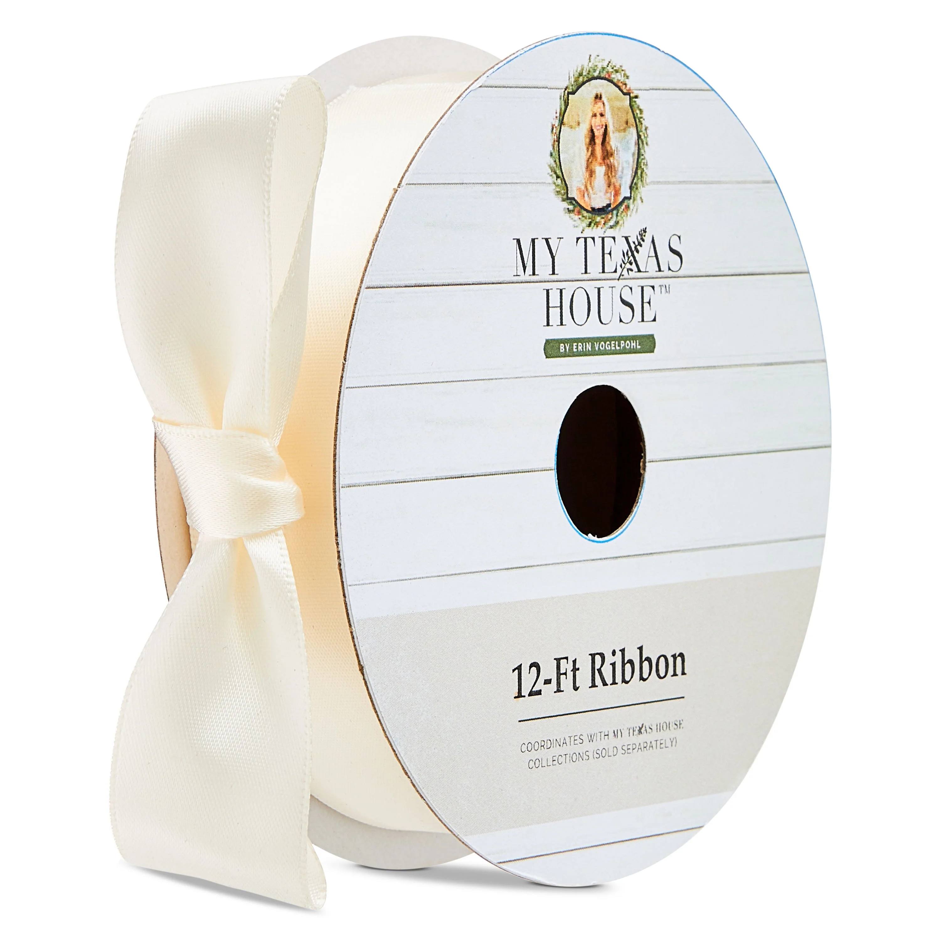 Ivory Satin Christmas Ribbon, 12', by My Texas House | Walmart (US)
