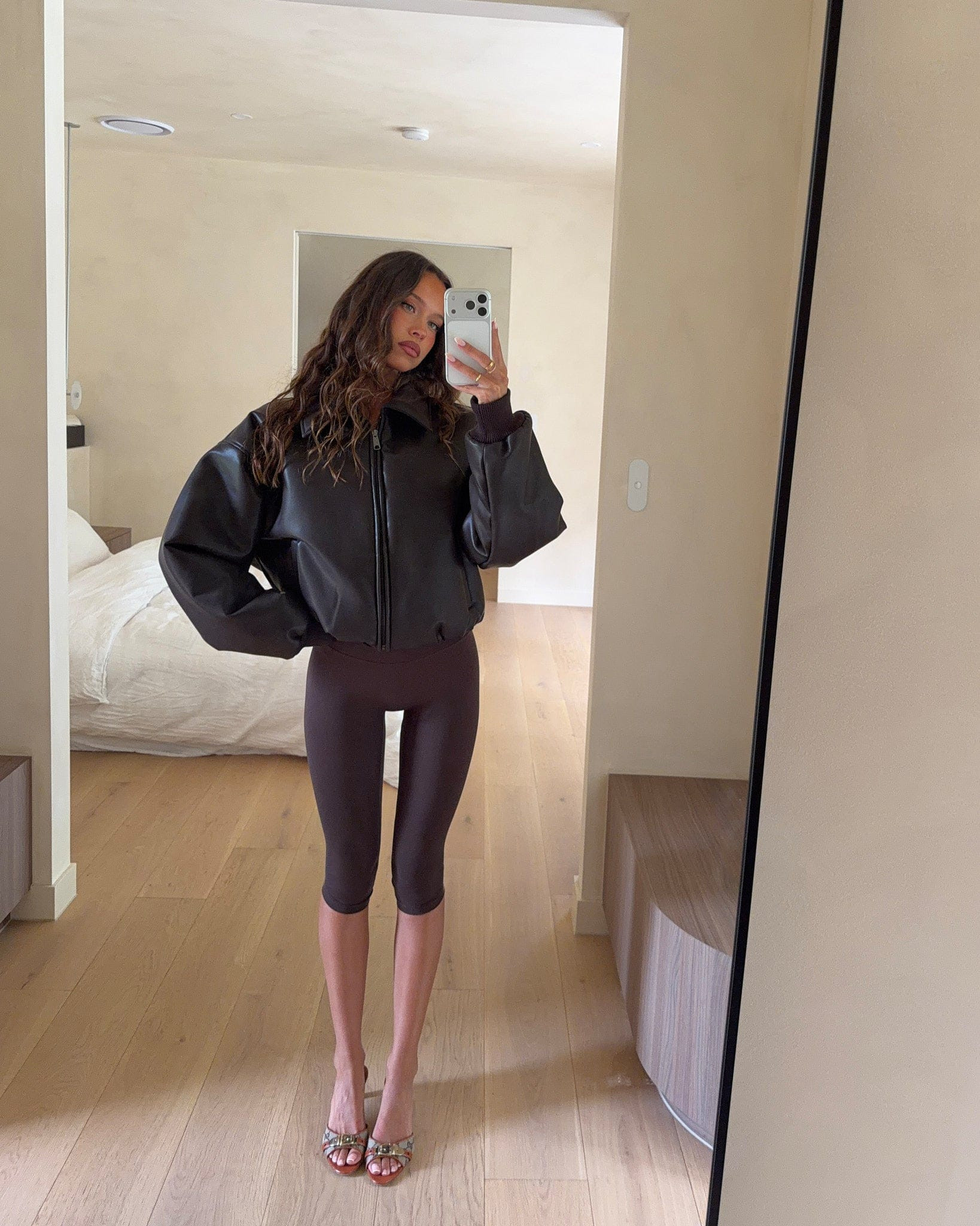 Faux Leather Bomber Jacket | Dark Chocolate | Crop Shop Boutique AU