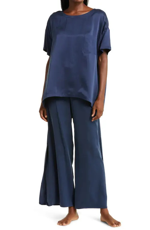 Lunya Washable Silk Pajamas in Deep Blue at Nordstrom, Size X-Small | Nordstrom