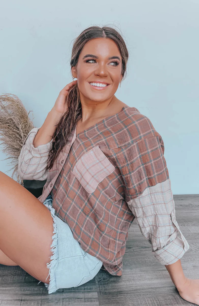 Essence Of Cozy Brown Multi Plaid Shirt | Apricot Lane Boutique