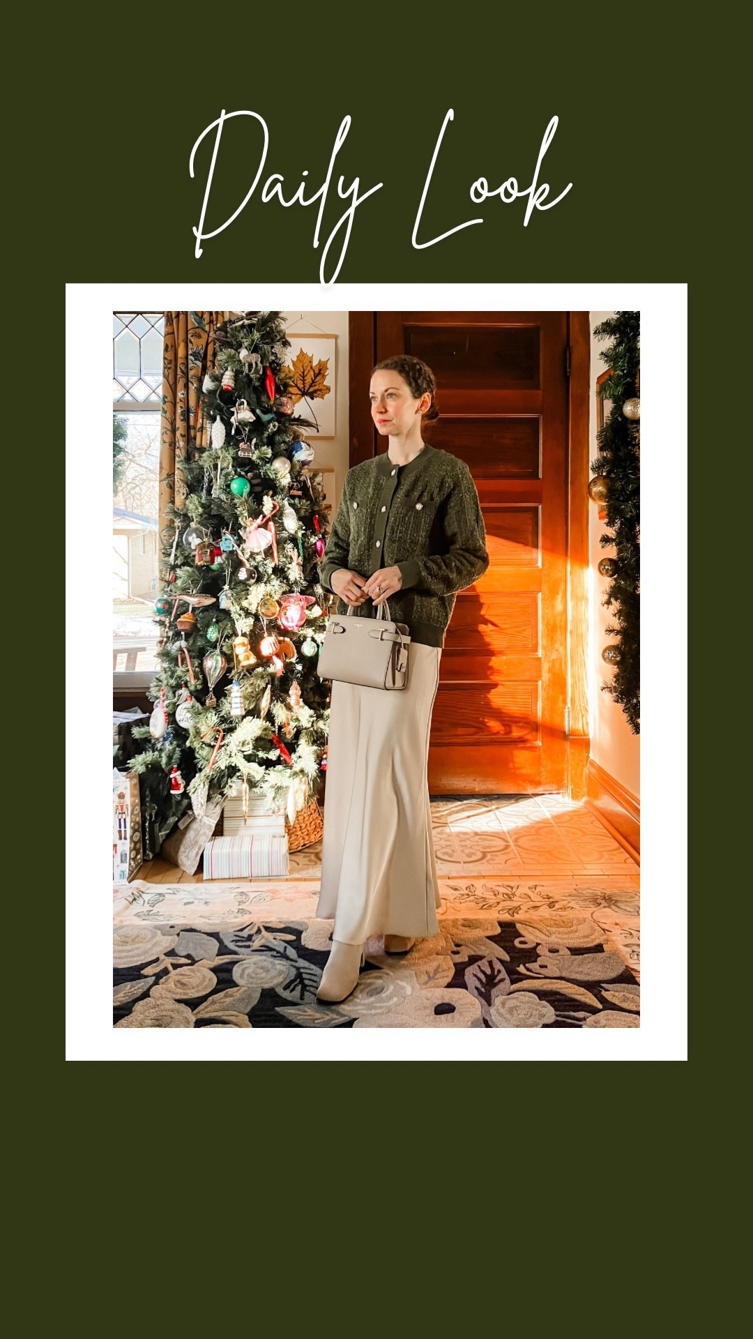 A green sweater lady jacket and cream satin skirt from Amazon makes an elegant Christmas outfit!
Petite outfit. Modest outfit. Classic outfit. Christmas outfit. Holiday outfit  

#LTKOver40 #LTKHoliday #LTKootd