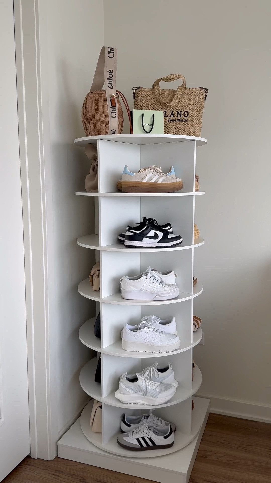 Shoe rack
Shoe storage
Purse storage 
Closet Storage 
Closet ideas
Small apartment 
Home decor #LTKSummerSales 

#LTKHome #LTKVideo