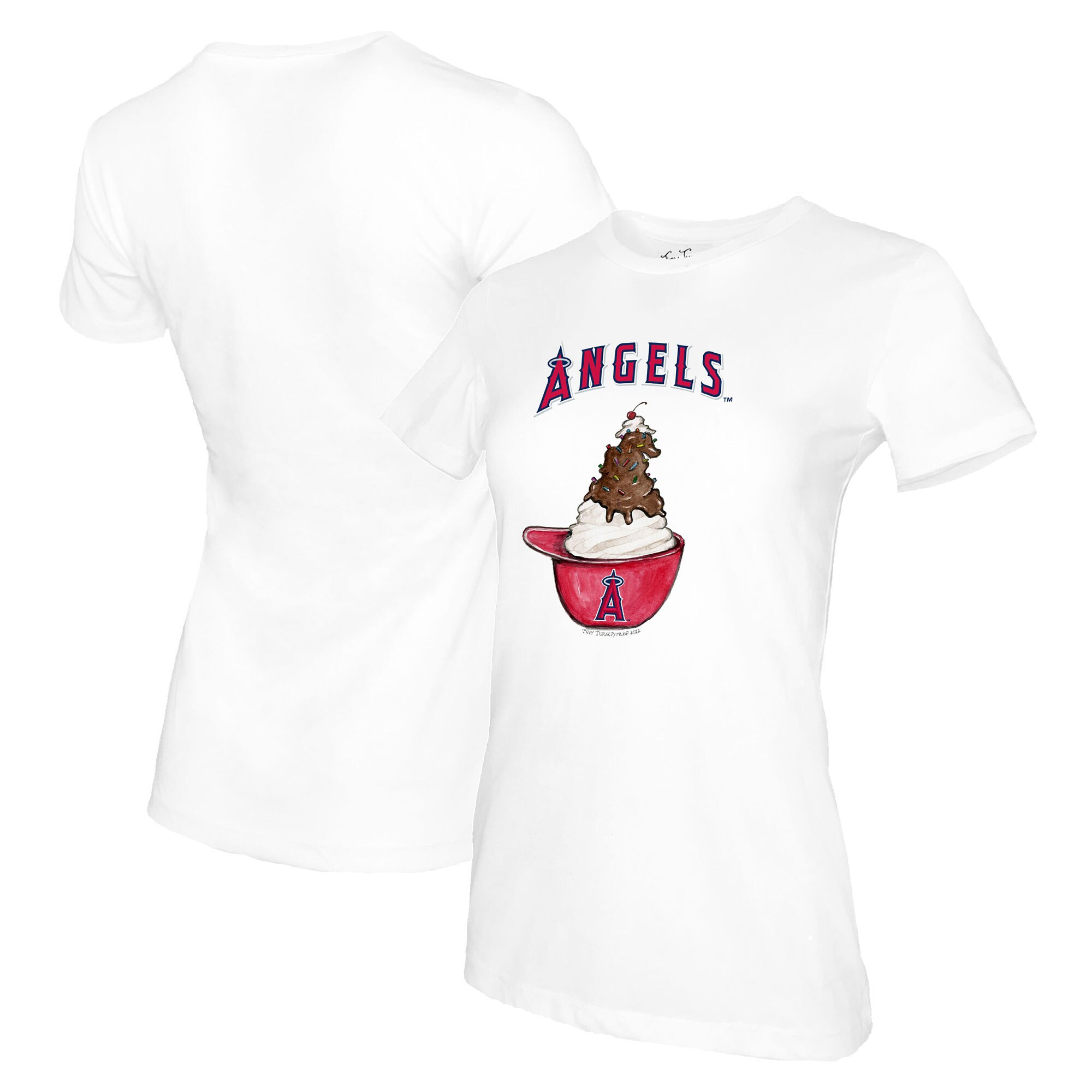 Los Angeles Angels Tiny Turnip Women's Sundae Helmet T-Shirt - White | Fanatics