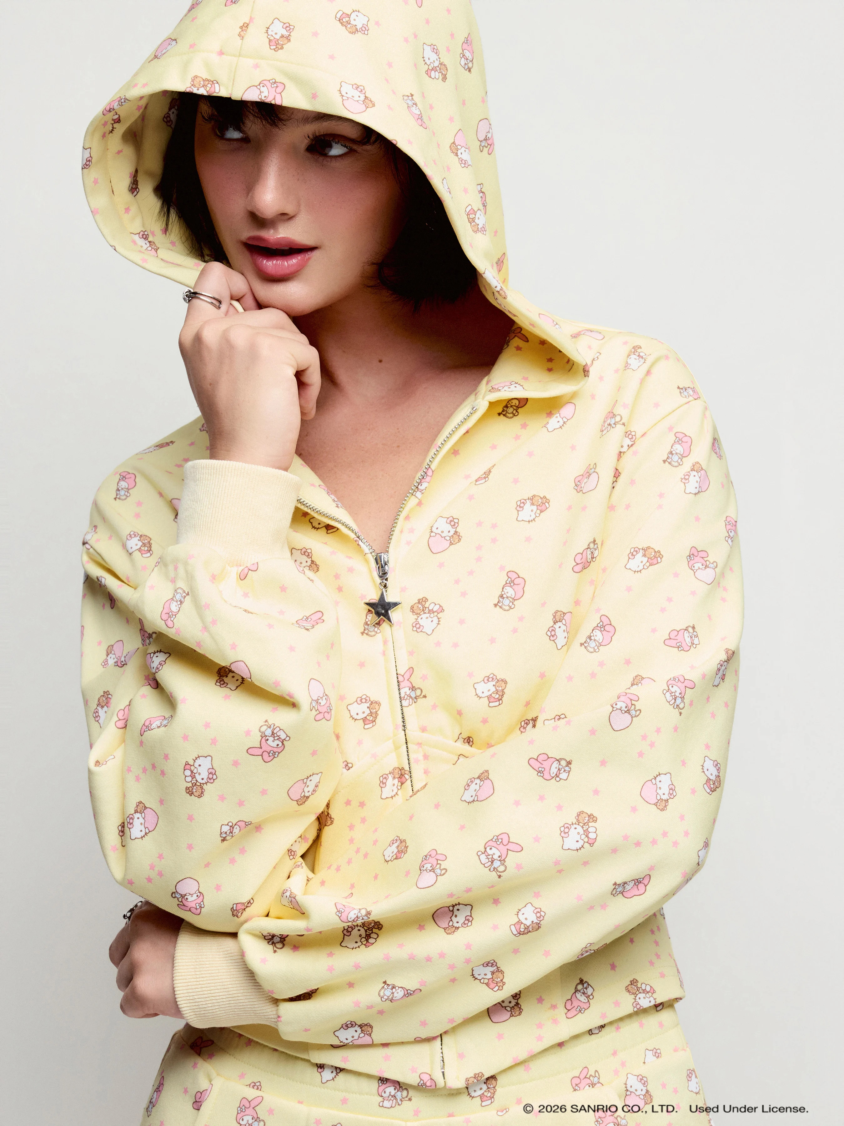 Terry Our World Graphic Corset Zip-Up Hoodie For School Daily Casual | Cider
