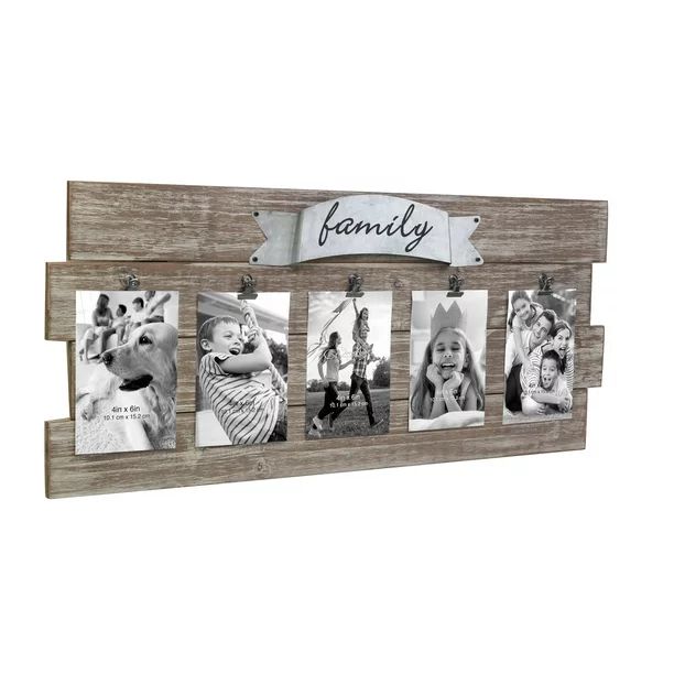Stonebriar Collection Rustic Wooden Family Collage Photo Frame with Clips - Walmart.com | Walmart (US)
