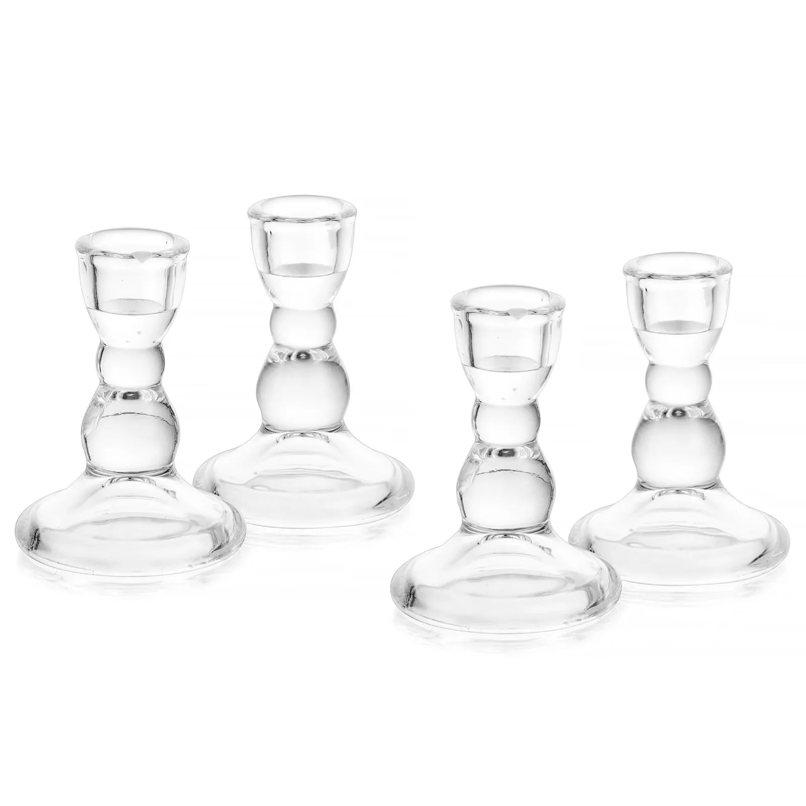 Glasseam Clear Glass Candlestick Holder Set of 4 Tapered Candle Holders for Wedding Table Centerp... | Walmart (US)