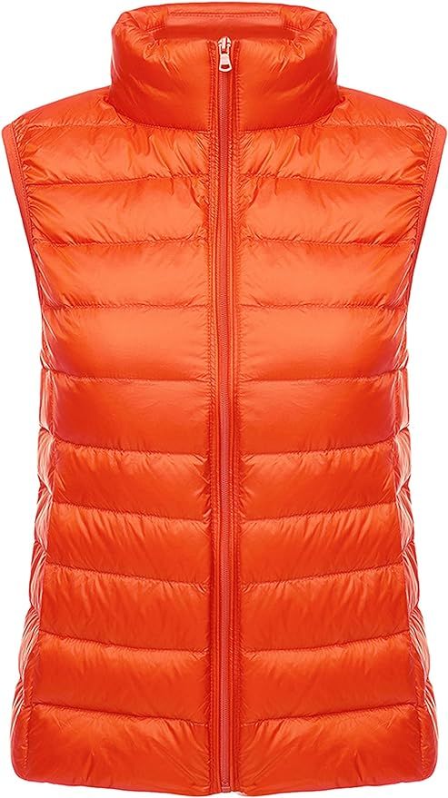 Yeokou Womens Slim Packable Lightweight Quilted Short Puffer Down Vest Waistcoat | Amazon (US)