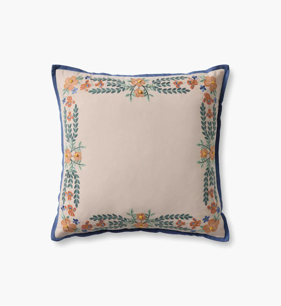 Willow Border Embroidered Pillow - Ivory | Rifle Paper Co.