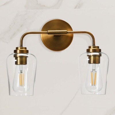 CREATIVE CO-OP Metal and Glass 2 Light Vanity Light, Brushed Bronze, Brushed Bronze | Ashley Homestore