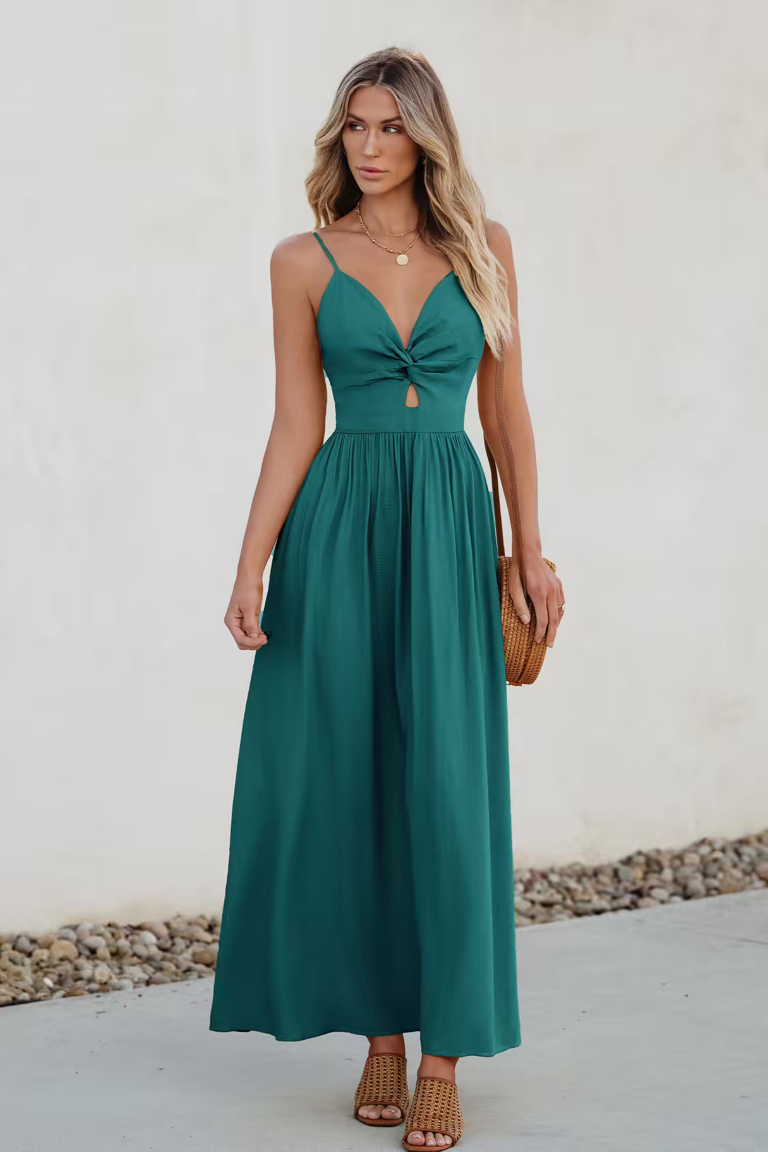 Aqua Front Twist & Keyhole Maxi Dress | Cupshe US