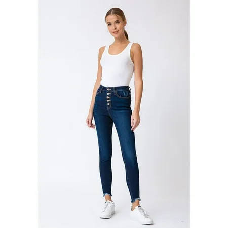 Kancan USA Women's Five Pocket Distress Ankle High Waist Denim Jeans - kc7273 | Walmart (US)