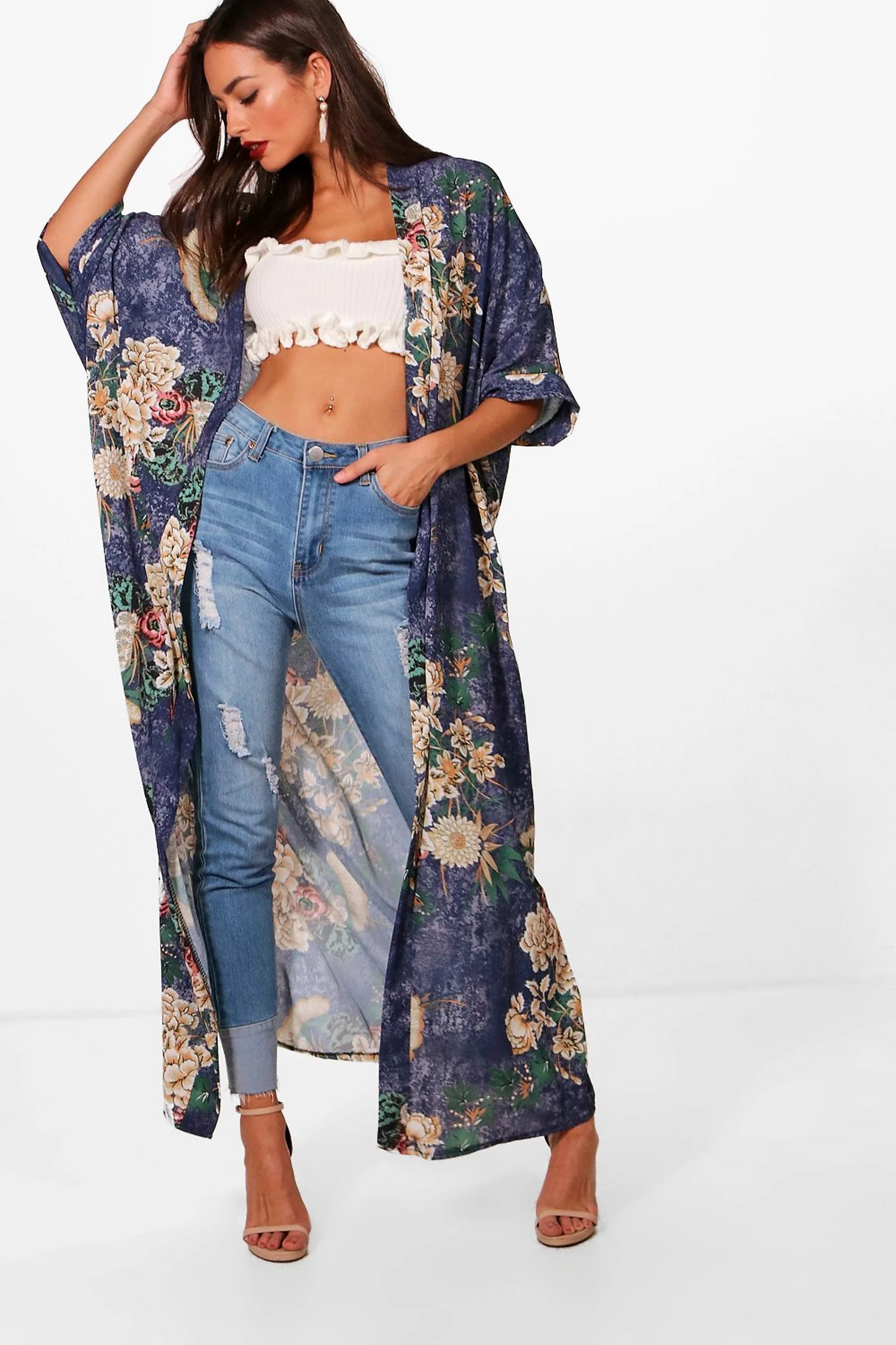 Floral Print Maxi Kimono | Boohoo.com (US & CA)