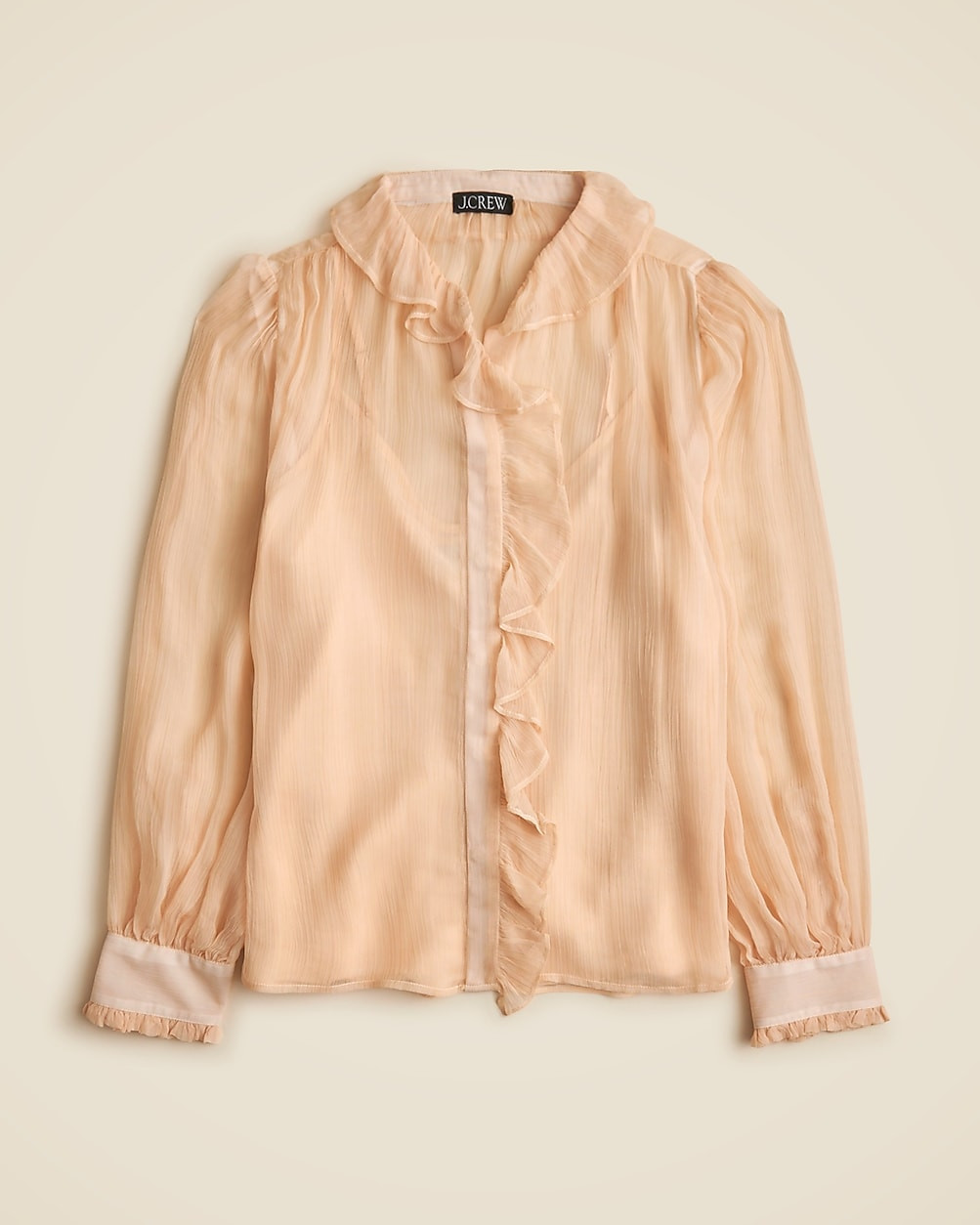 Ruffle button-up shirt in crinkle chiffon | J. Crew US