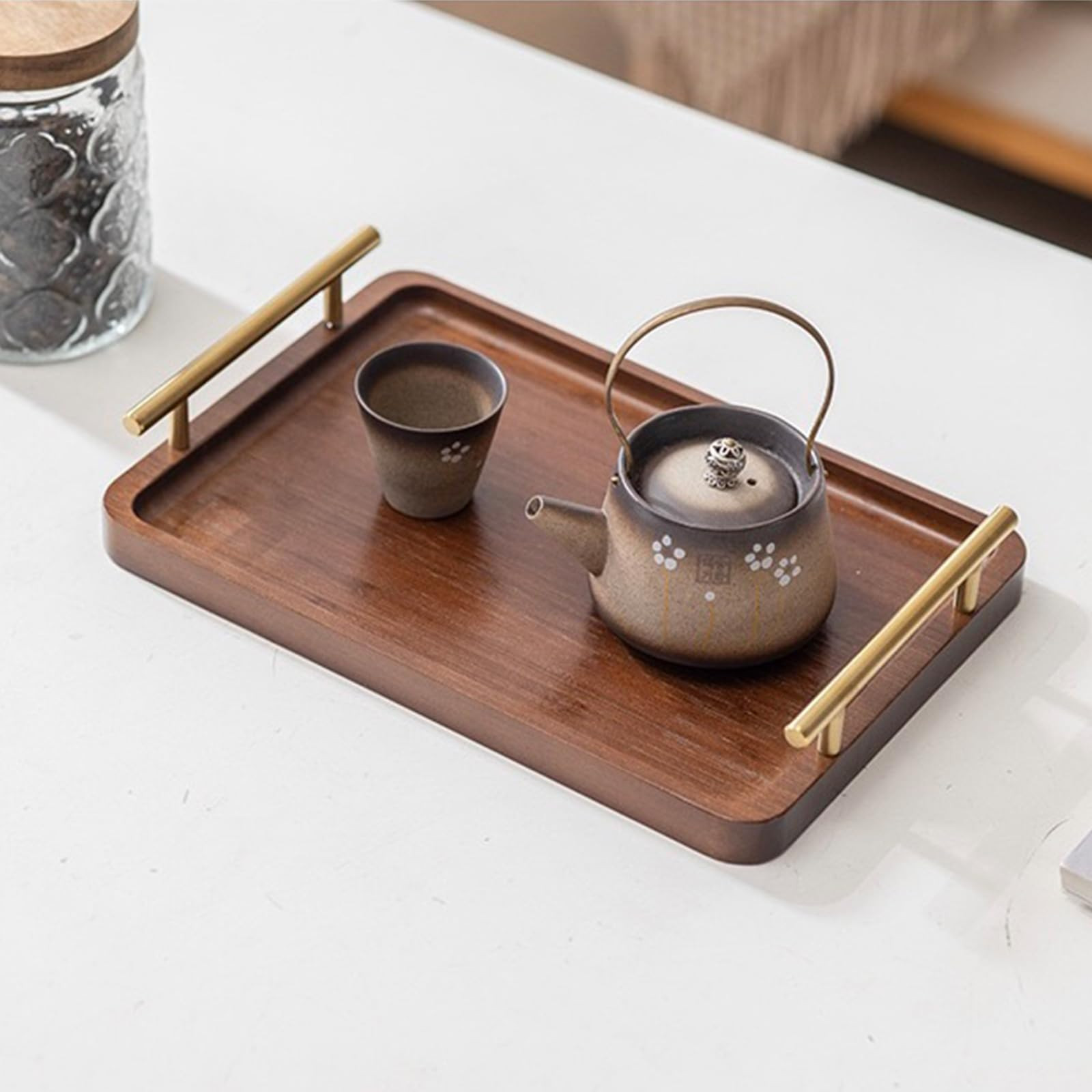 Bamboo Serving Tray with Gold Handles, Food Tray for Breakfast,Coffee Table,Dinner & Bar, Decorat... | Amazon (US)
