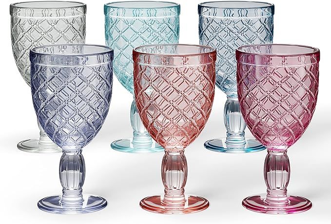 Kook Multi Colored Glass Goblets, Vintage Drinking Glasses, Beverage Cups, for Iced Tea, Wine, So... | Amazon (US)
