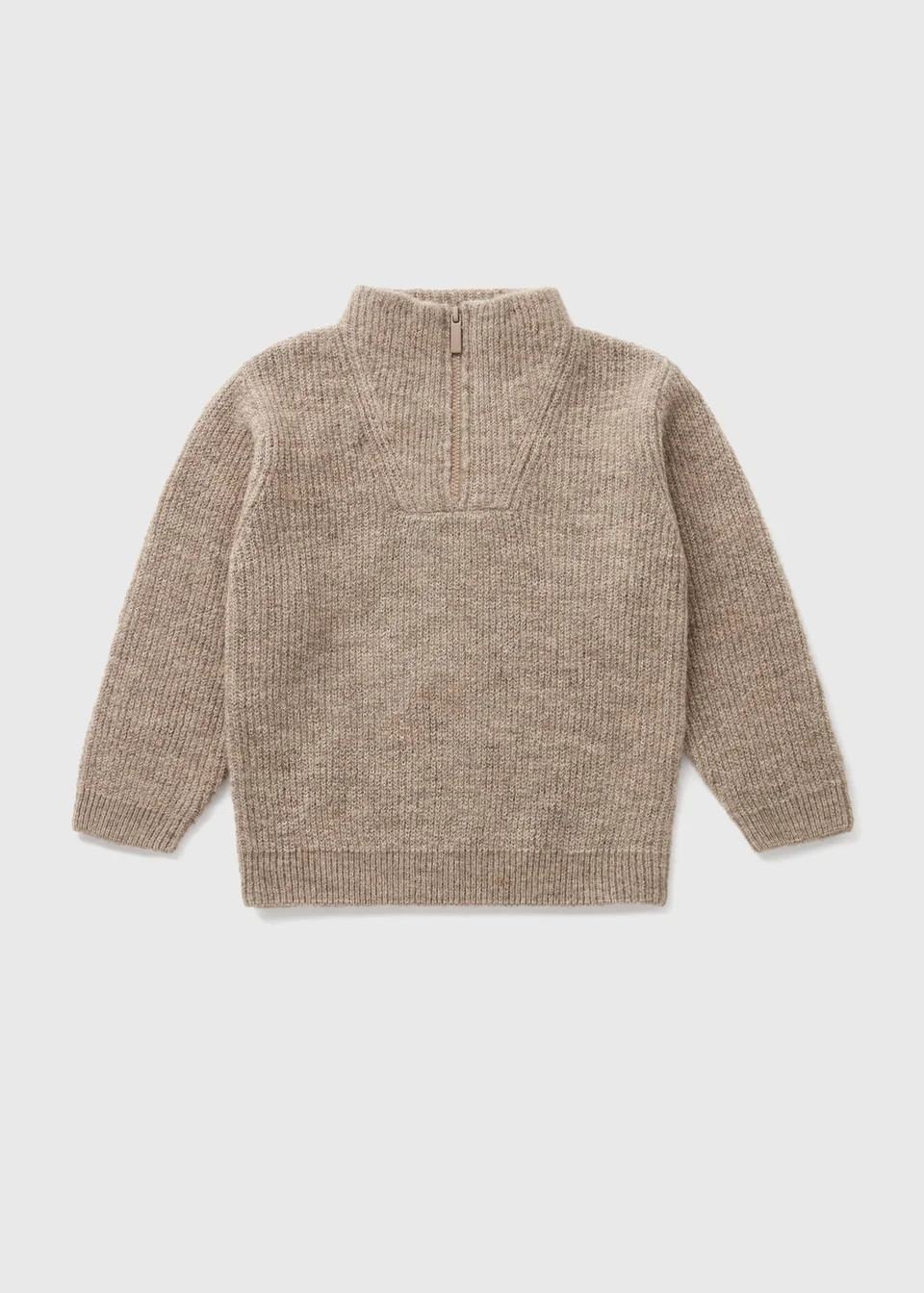 Boys Oatmeal Ribbed 1/4 Zip Jumper (1-7yrs) | Matalan (UK)