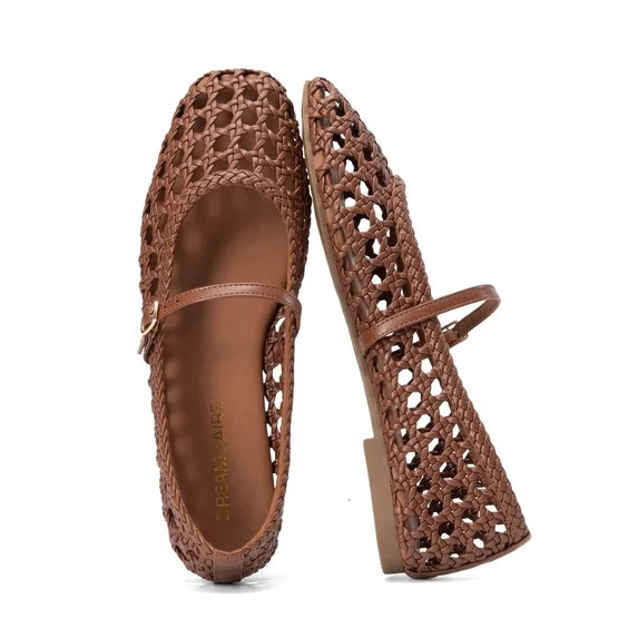 DREAM PAIRS Women Mary Jane Flats Breathable Woven Ballet Flats Casual Dress Shoes | Walmart (US)