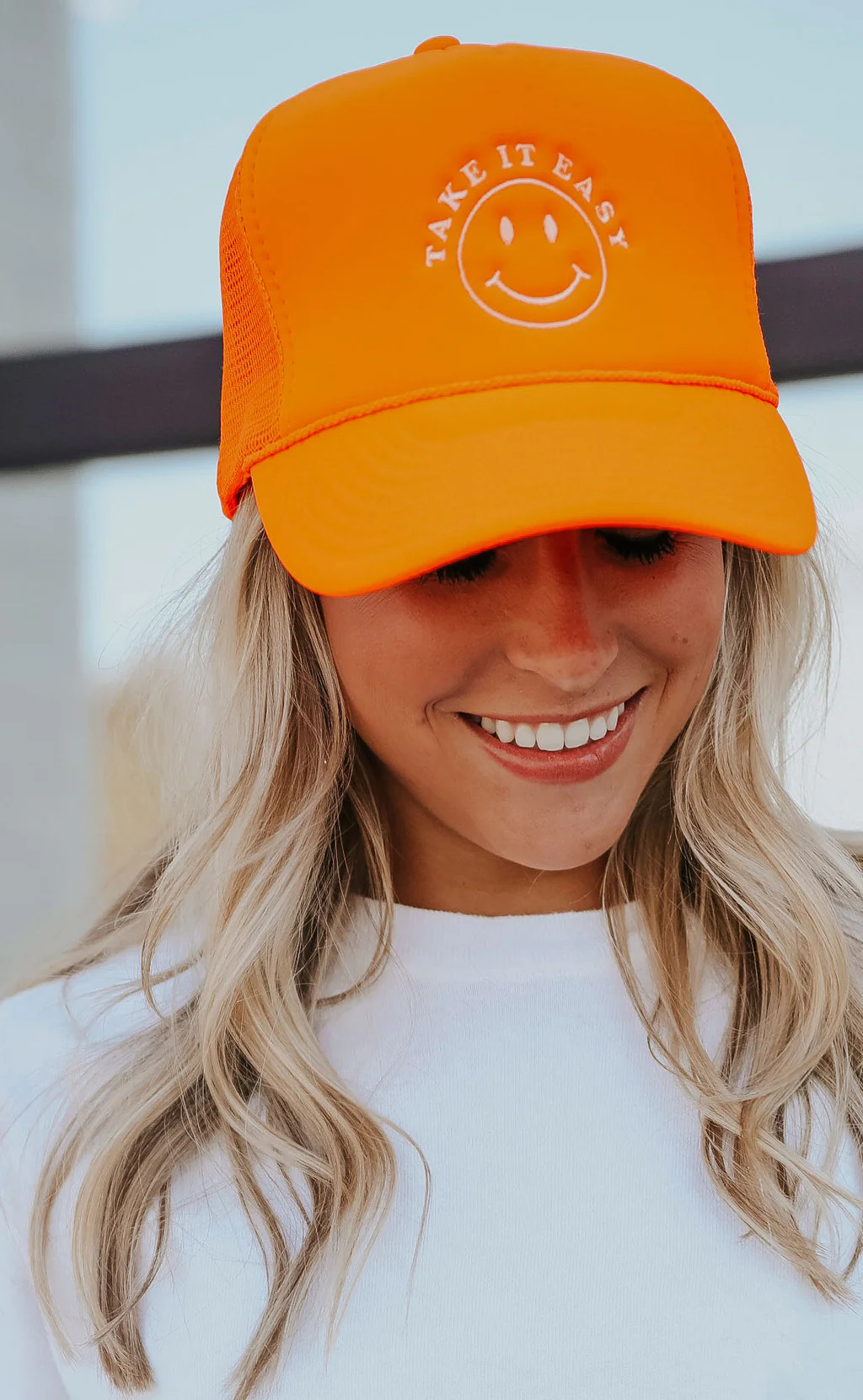 friday + saturday: take it easy trucker hat - orange | RIFFRAFF