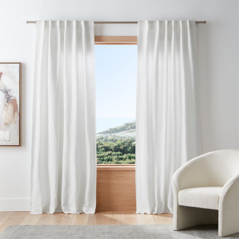 Crisp White EUROPEAN FLAX -Certified Linen Window Curtain Panel 52"x84" + Reviews | Crate & Barre... | Crate & Barrel