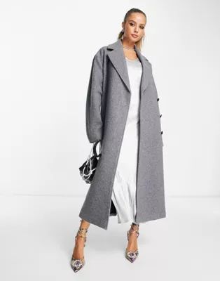 & Other Stories belted wool coat in grey melange | ASOS (Global)
