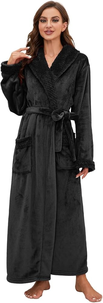 HEARTNICE Womens Long Fleece Robe Soft Plush Robes for Women Warm Bathrobes Comfy House Coat Full... | Amazon (US)