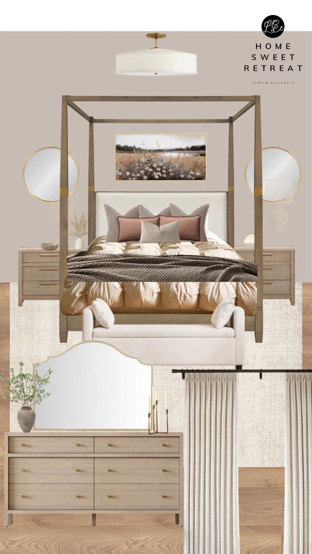 Neutral bedroom goals ✨
Soft taupes, warm woods, and layered textures come together to create a modern classic retreat that feels calm, cozy, and timeless.

Perfect for anyone who loves neutral bedroom design, cozy home vibes, and elevated style on a budget.

🪞 Save this for your next bedroom refresh!
#neutralbedroom #modernclassicstyle #cozyhomeinspo #affordableluxury #homesweetretreat