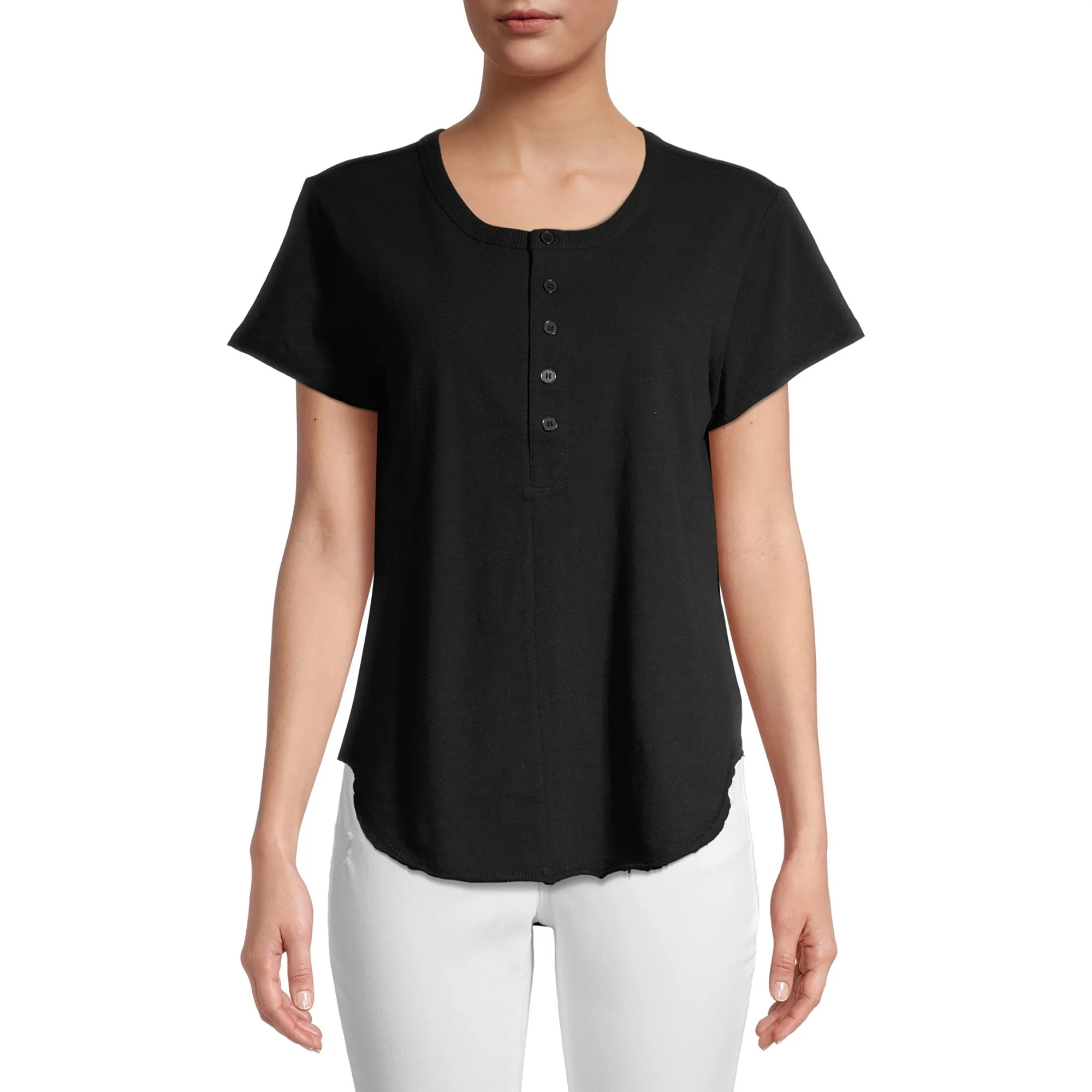 Time and Tru - Time and Tru Women's Short Sleeve Henley T-Shirt - Walmart.com | Walmart (US)