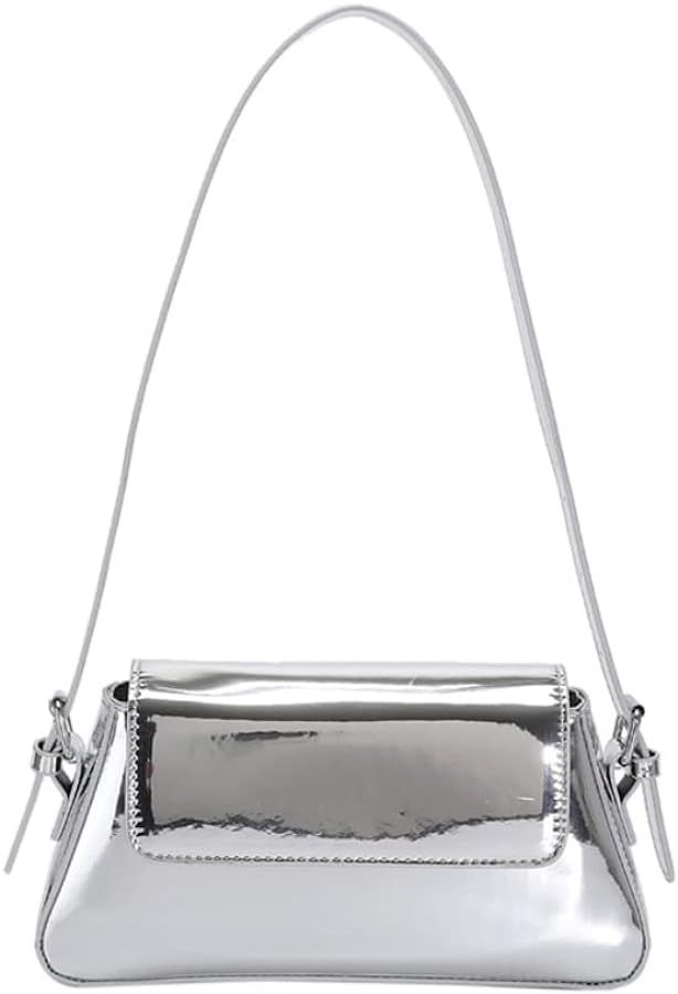Metallic Clutch Purses for Women Evening Bag Silver Purse Y2k Sparkly Hobo Crossbody bag Shoulder... | Amazon (US)