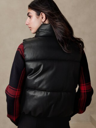 VEGAN LEATHER PUFFER VEST | Banana Republic Factory