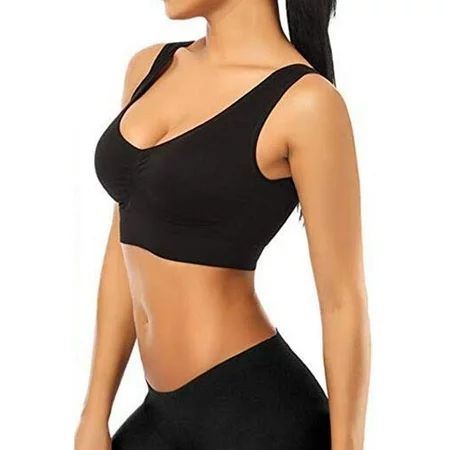 Seamless Sports Bra Women Wireless Vest Top Fitness Workout Bra (Black M) | Walmart (US)