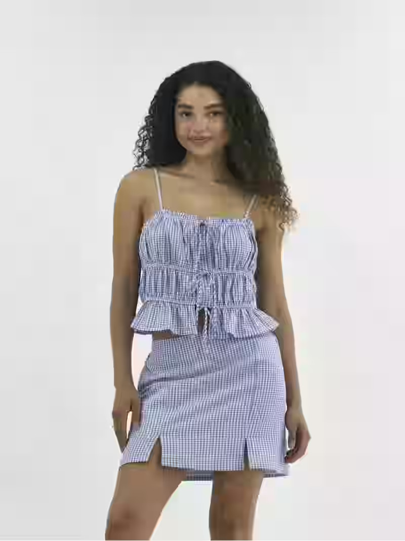 No Boundaries Women's Tie Front Top and Slit Mini Skirt Set, 2-Piece, Sizes XXS-XXL | Walmart (US)