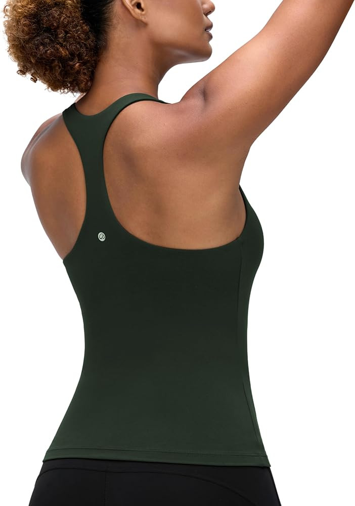 CRZ YOGA Butterluxe Workout Racerback Tank Tops for Women - Padded Athletic Spandex Yoga Shirts w... | Amazon (US)