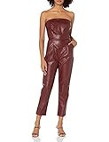 KENDALL + KYLIE Women's Vegan Leather Strapless Jumpsuit, Bordo, Medium | Amazon (US)