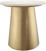 TOV Furniture Bleeker Modern Marble Side Table, 20", Gold, White | Amazon (US)