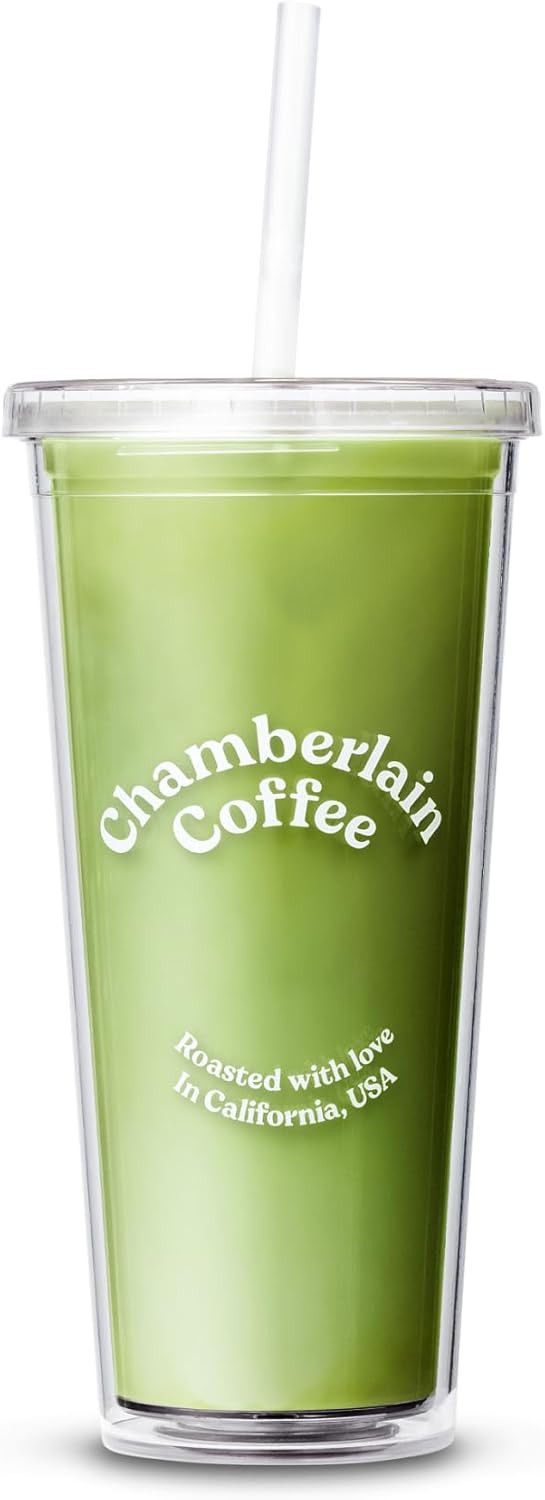 Chamberlain Coffee Tumbler - Clear Insulated 24 Oz Iced Coffee Cup - Double Wall Tumbler with Lid... | Amazon (UK)