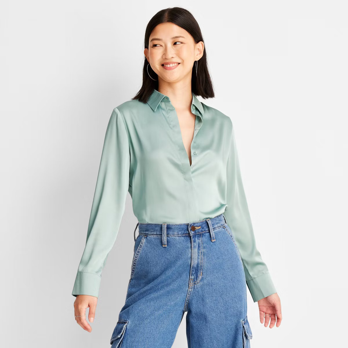 Women's Long Sleeve Button-Front Shirt - A New Day™ | Target